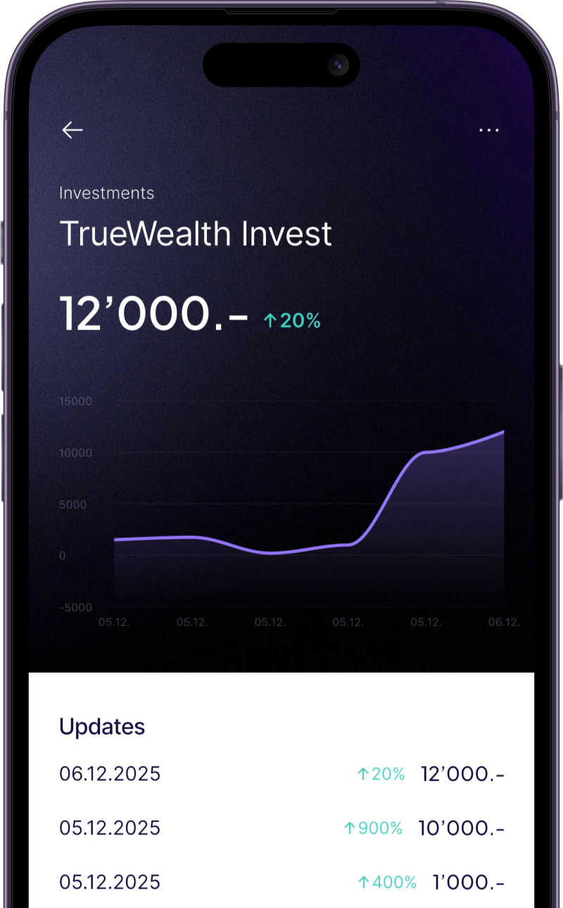 Account history view – Beam Beam net worth tracker account detail screen showing an account balance chart and a list of check-in updates